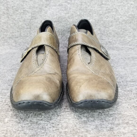✅Rieker Antistress Brown Leather Comfort Hook & Loop Loafers  Women's US 9 EU 40 - Picture 5 of 11